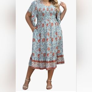 NWT Floral Print Midi Dress Size 24 Plus